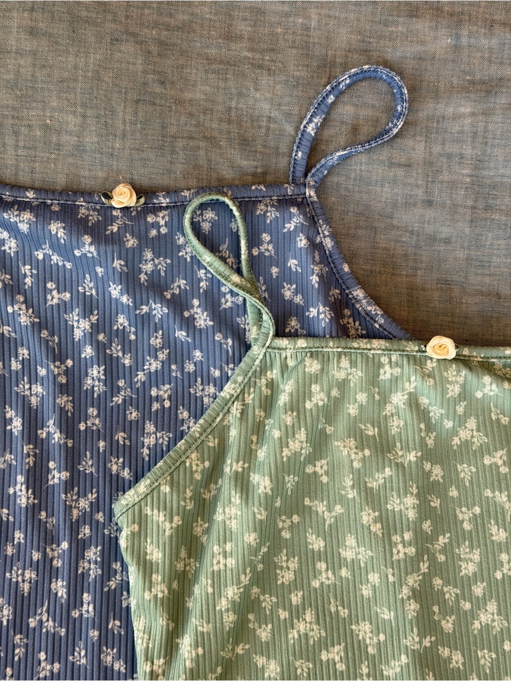 Set of Blue and Green Floral nightgown with Spaghetti Straps